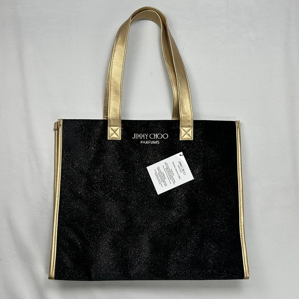 Jimmy Choo Parfums Black Gold‎ Glitter Shimmer Tote Bag CH003G101USA NWT